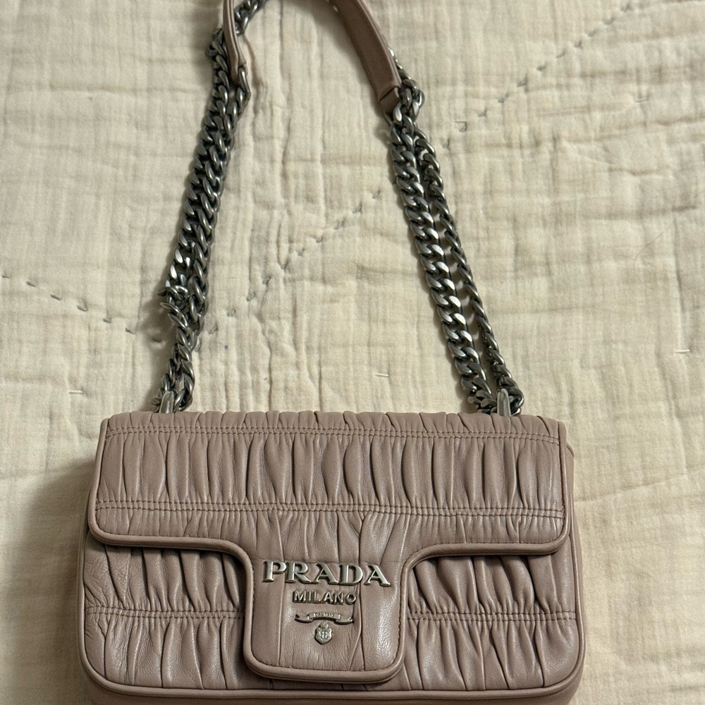 Prada Women's Taupe Leather Crossbody Bag